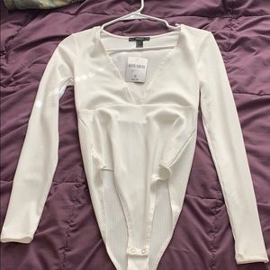Long sleeve white bodysuit